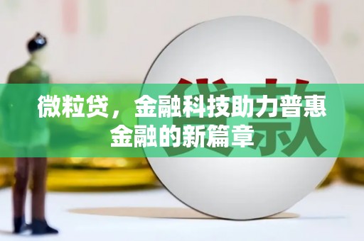 滴道微粒贷，金融科技助力普惠金融的新篇章