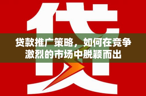 滴道贷款推广策略，如何在竞争激烈的市场中脱颖而出