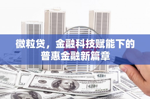 滴道微粒贷，金融科技赋能下的普惠金融新篇章