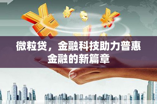 滴道微粒贷，金融科技助力普惠金融的新篇章