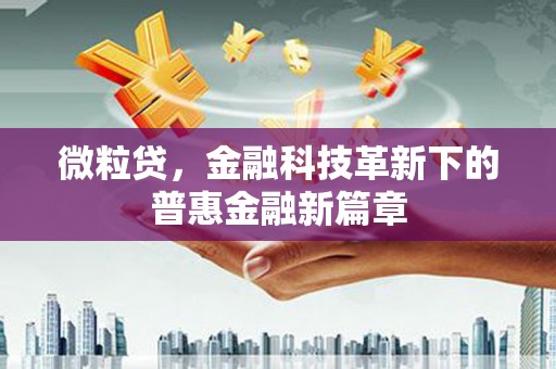 滴道微粒贷，金融科技革新下的普惠金融新篇章