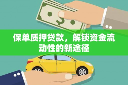 滴道保单质押贷款，解锁资金流动性的新途径