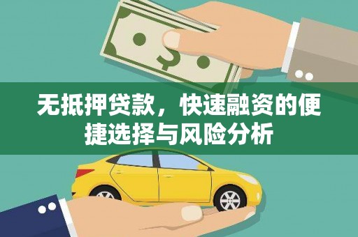 滴道无抵押贷款，快速融资的便捷选择与风险分析