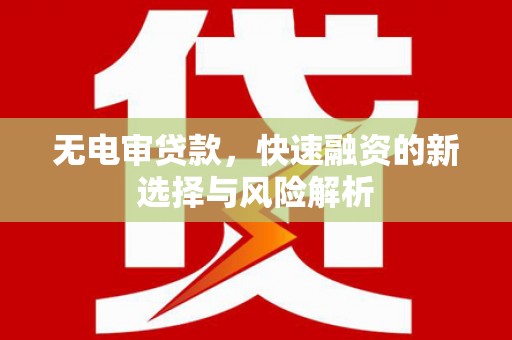 滴道无电审贷款，快速融资的新选择与风险解析
