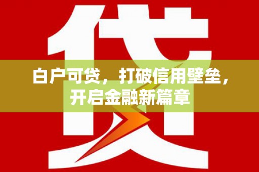 滴道白户可贷，打破信用壁垒，开启金融新篇章