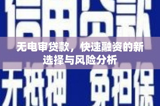 滴道无电审贷款，快速融资的新选择与风险分析