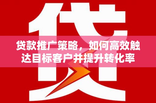 滴道贷款推广策略，如何高效触达目标客户并提升转化率