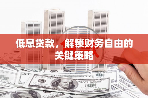 滴道低息贷款，解锁财务自由的关键策略