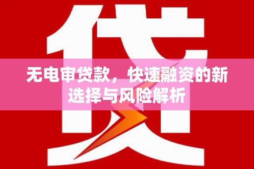 滴道无电审贷款，快速融资的新选择与风险解析