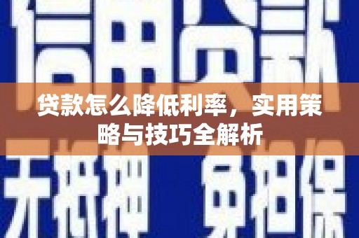 滴道贷款怎么降低利率，实用策略与技巧全解析