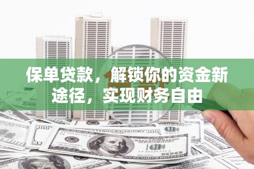 滴道保单贷款，解锁你的资金新途径，实现财务自由