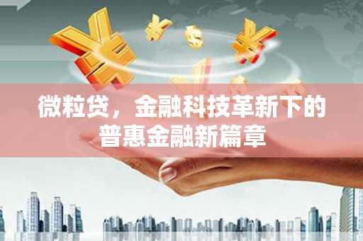 滴道微粒贷，金融科技革新下的普惠金融新篇章