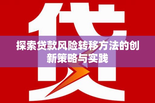 滴道探索贷款风险转移方法的创新策略与实践